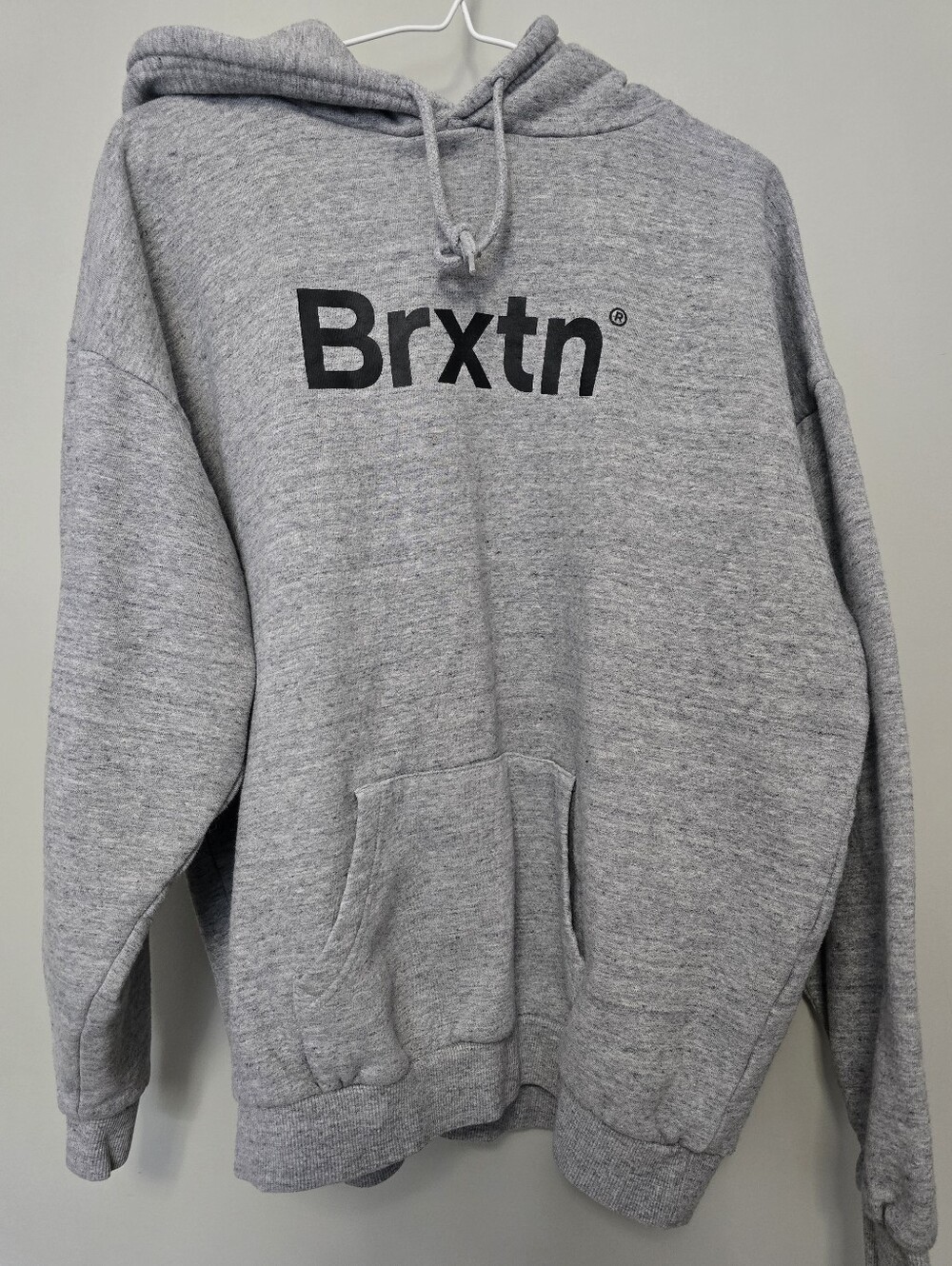 Brixton Gray Logo Pullover Hoodie Size Large